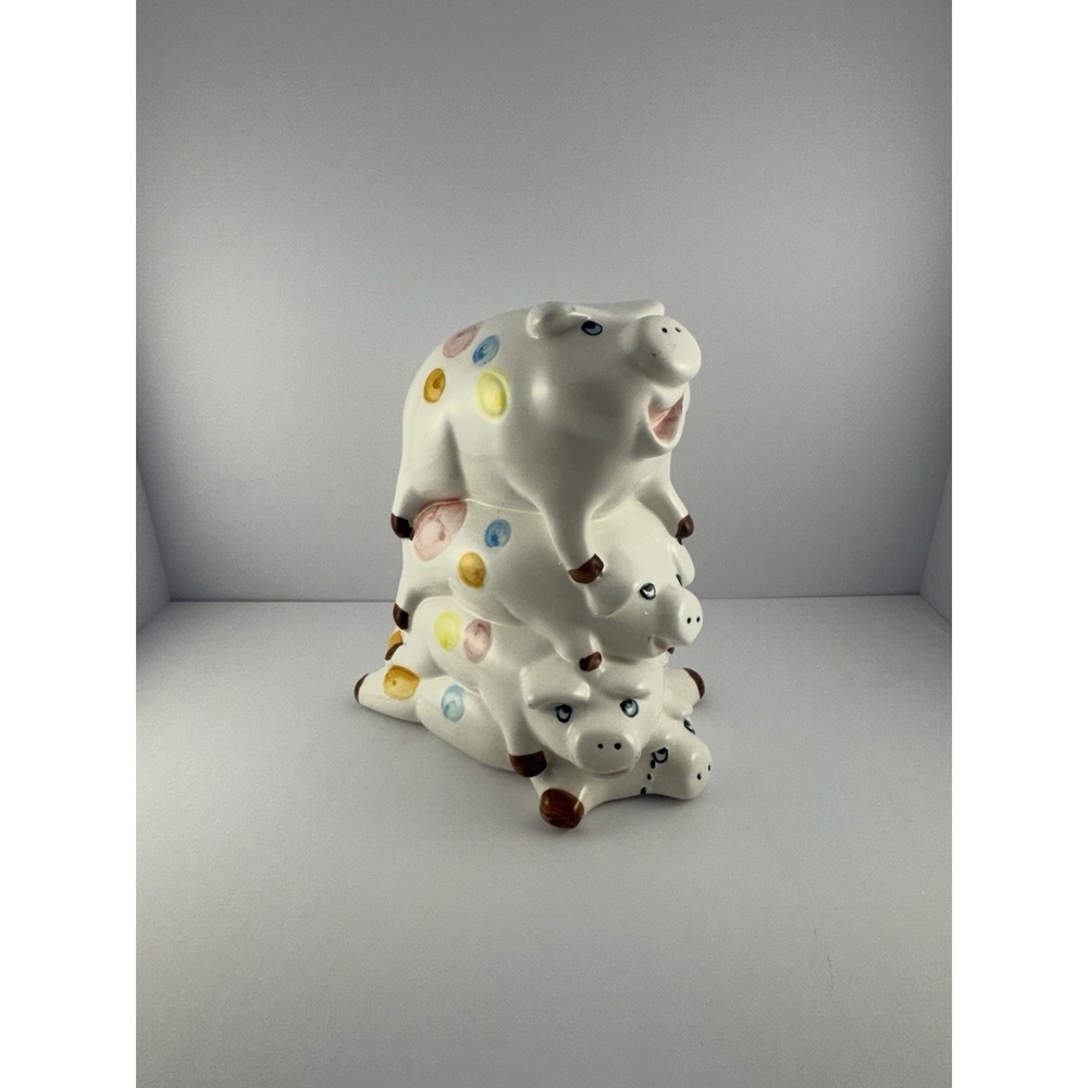 4 Pigs Pyramid - Ceramic Polka Dot Coin Piggy Bank 8" Henriksen Imports